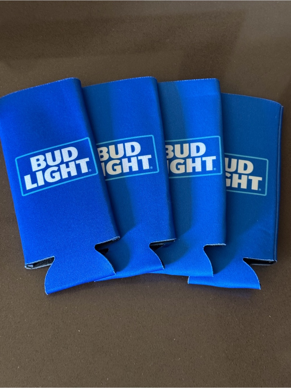 Four Pack (Set‎ of 4) Tall Mini Can Bud Light Koozies Coozies Beer Insulator New